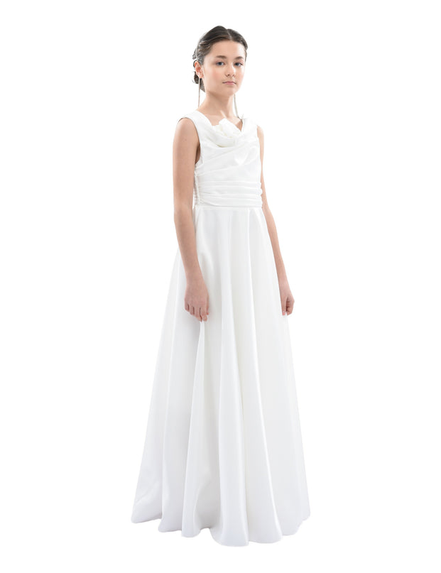 White Lenelle Rose Applique Gown