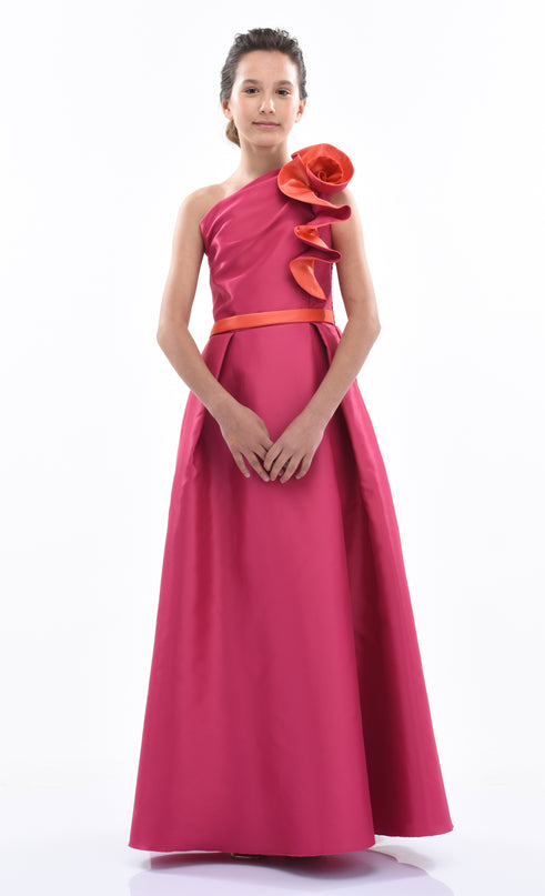 Fuchsia Samaria Off Shoulder Gown