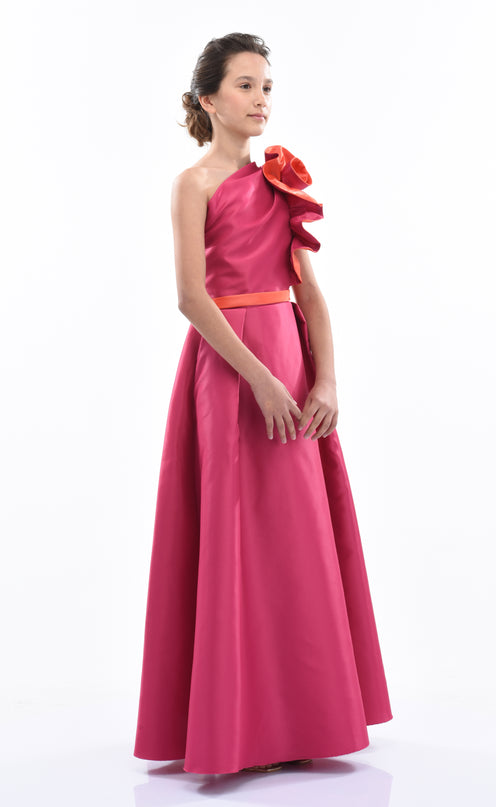 Fuchsia Samaria Off Shoulder Gown