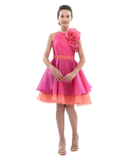 Fuchsia Estancia Halter Organza Dress