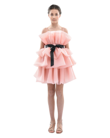 Pink Noella Ruffle Bow Dress