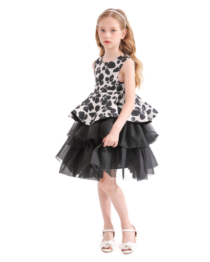 Black Nazareen Floral Tiered Dress