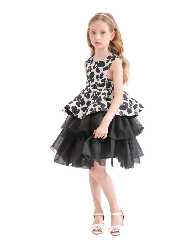 Black Nazareen Floral Tiered Dress