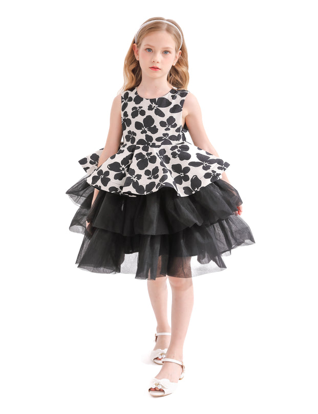 Black Nazareen Floral Tiered Dress