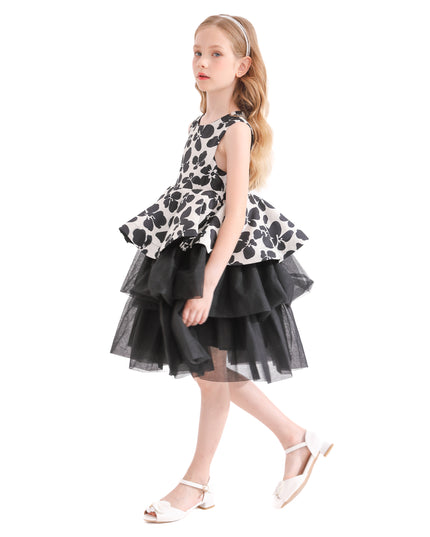 Black Nazareen Floral Tiered Dress