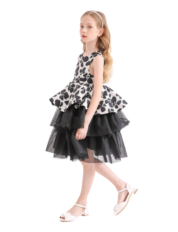 Black Nazareen Floral Tiered Dress