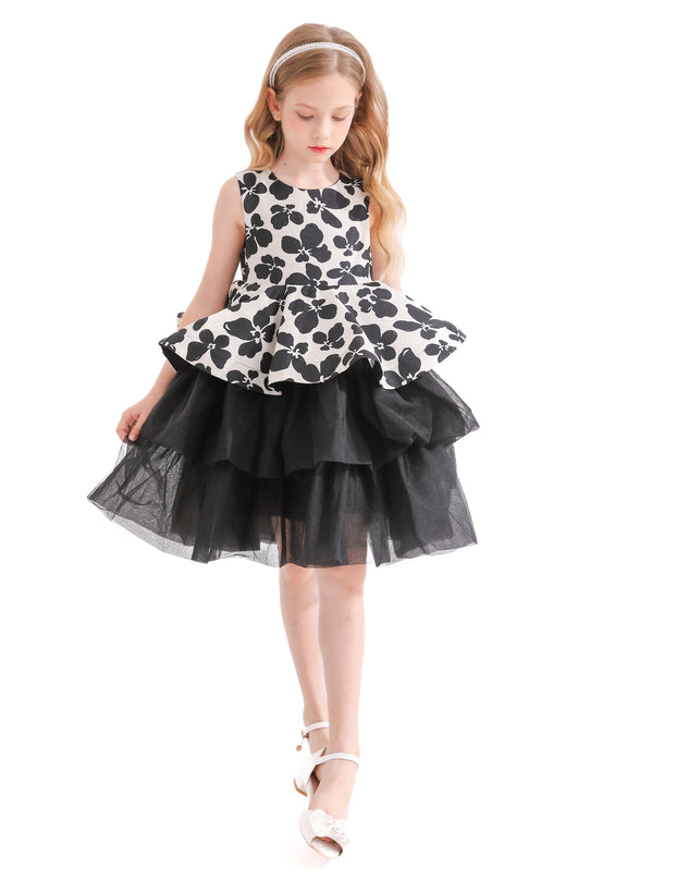 Black Nazareen Floral Tiered Dress