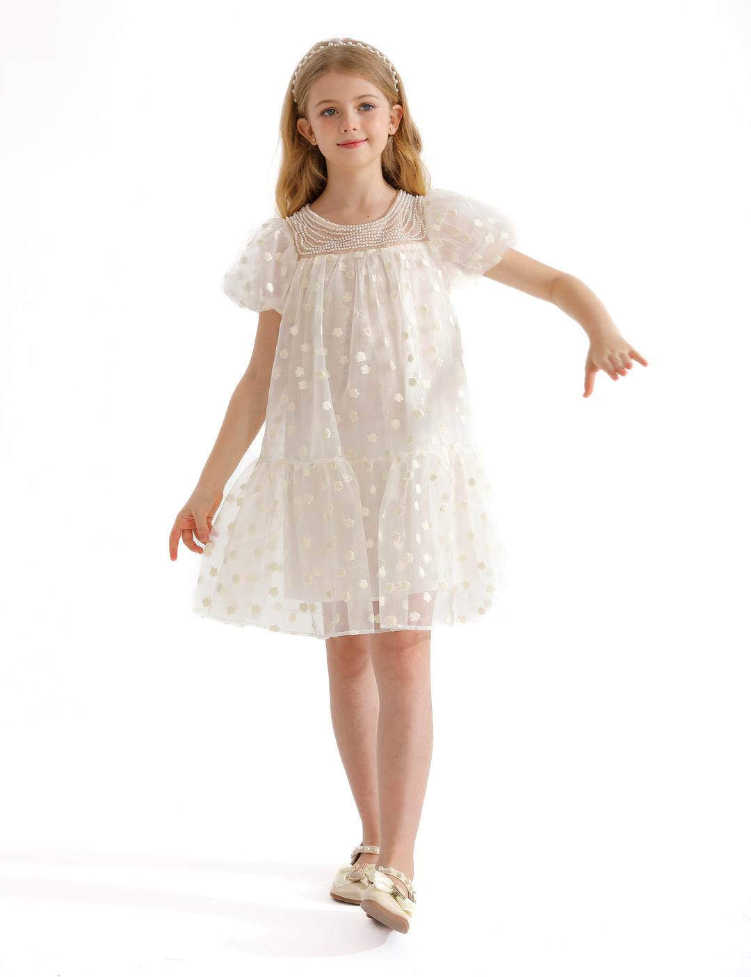 White Perivale Floral Overlay Dress