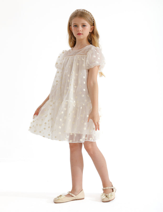 White Perivale Floral Overlay Dress