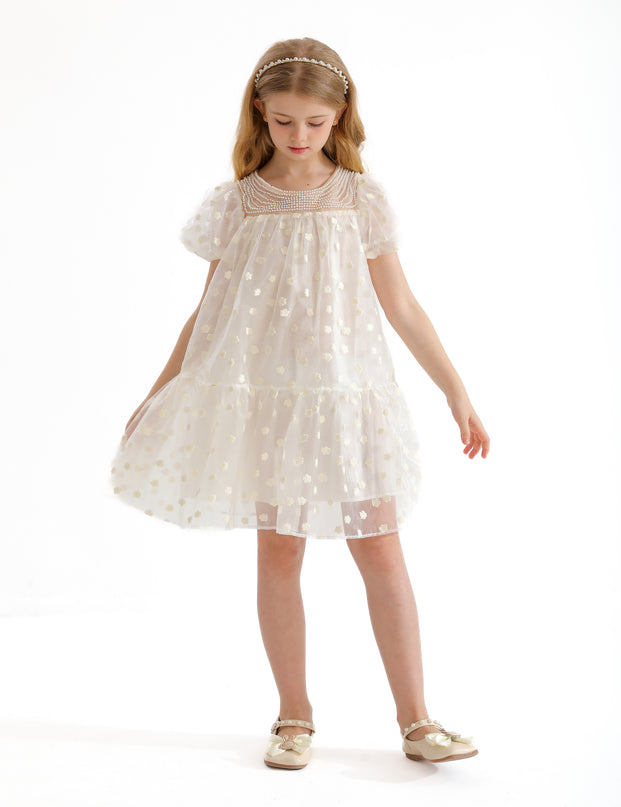 White Perivale Floral Overlay Dress