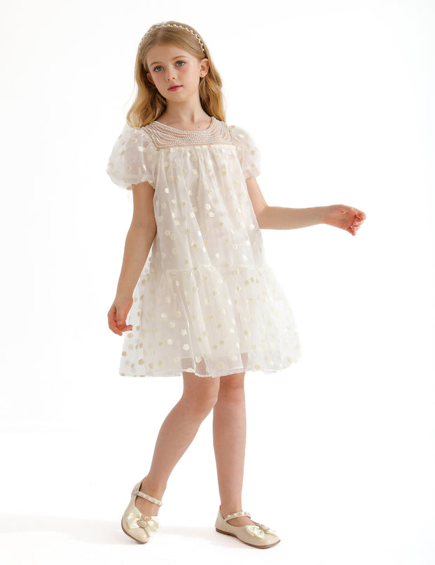 White Perivale Floral Overlay Dress