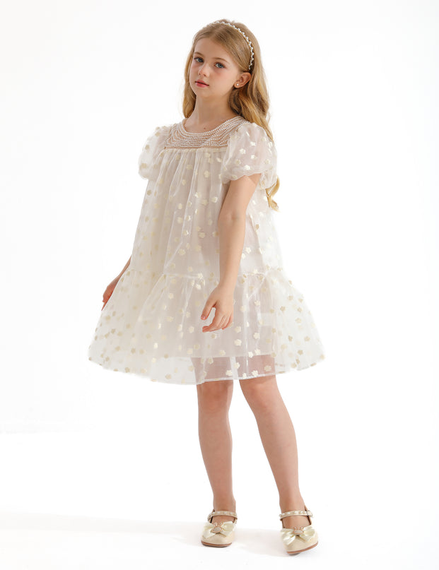 White Perivale Floral Overlay Dress