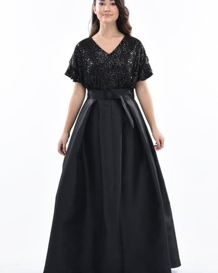 Black Arcola Glimmer Tulle Gown