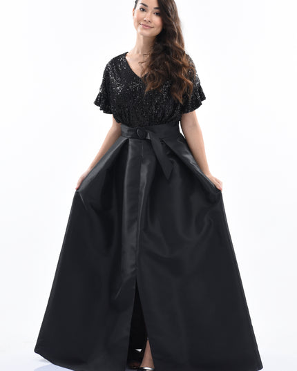 Black Arcola Glimmer Tulle Gown