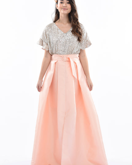 Peach Arcola Glimmer Tulle Gown