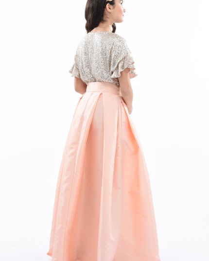 Peach Arcola Glimmer Tulle Gown