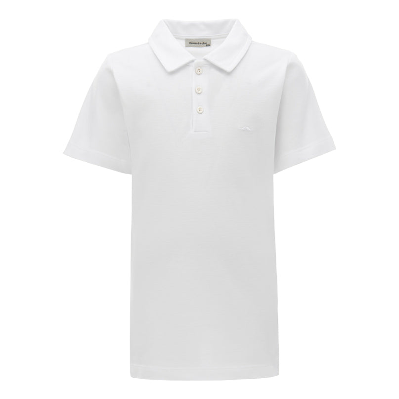 White Solid Logo Polo