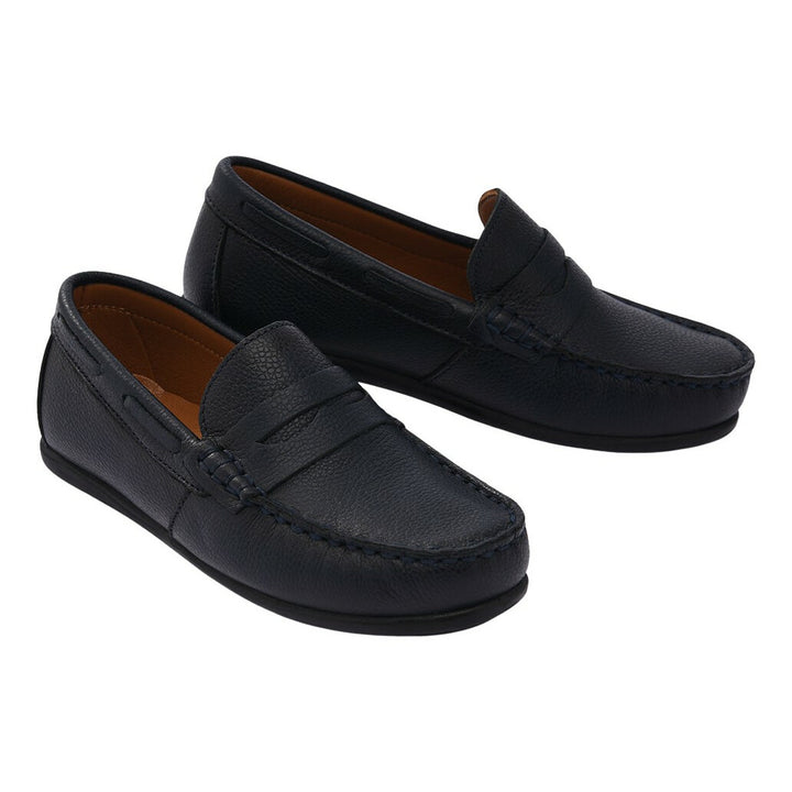 Leather Navy Penny Loafers