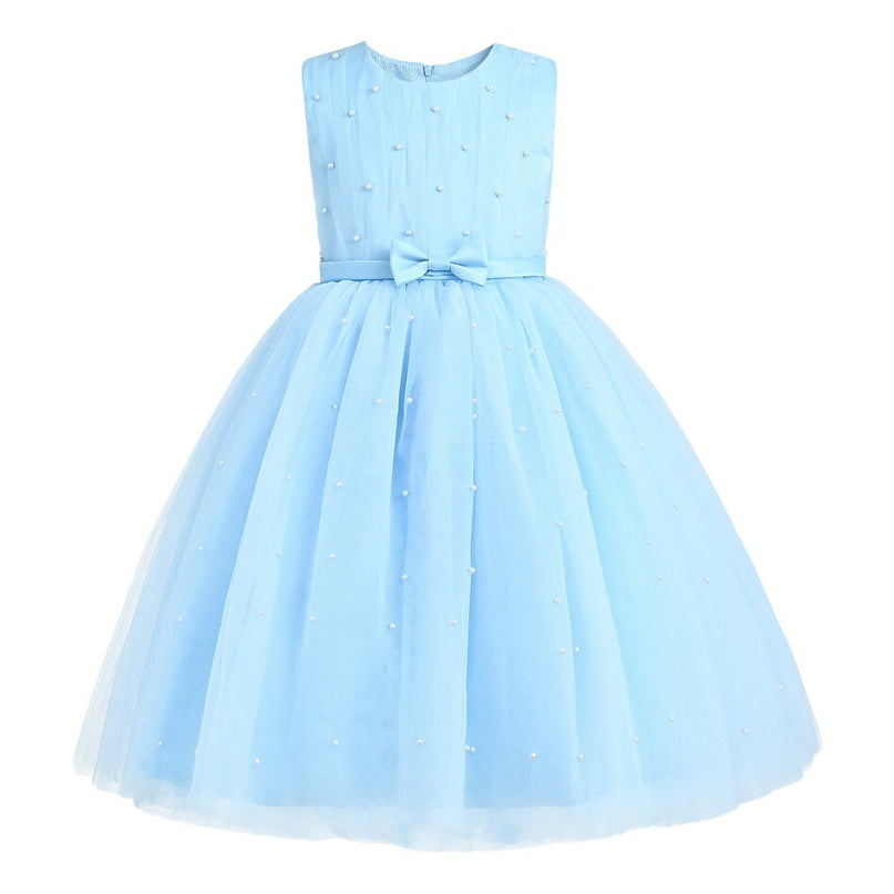 Blue Pearl Bow Tulle Dress