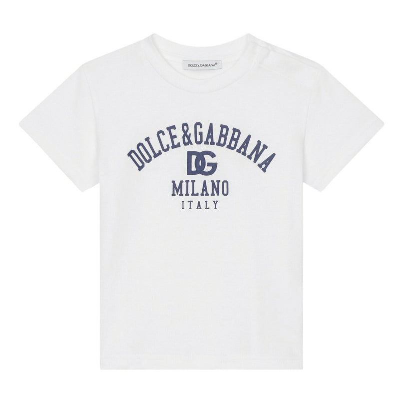 White Cotton Milano Logo Baby T-Shirt