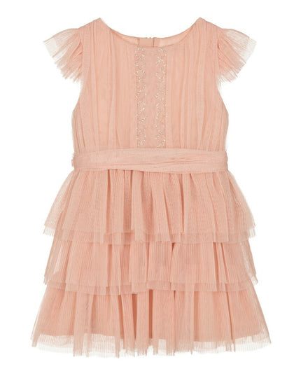 Peach Pleated Tulle Dress