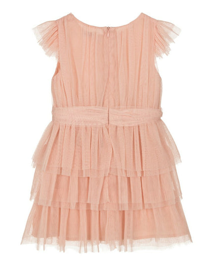 Peach Pleated Tulle Dress