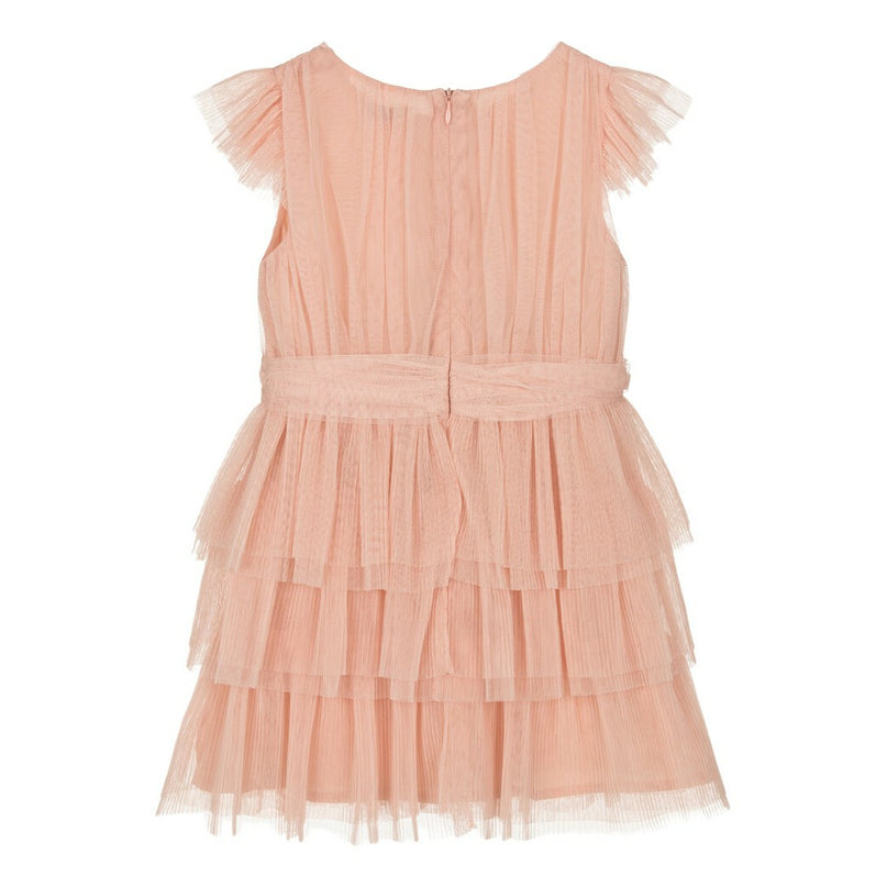 Peach Pleated Tulle Dress