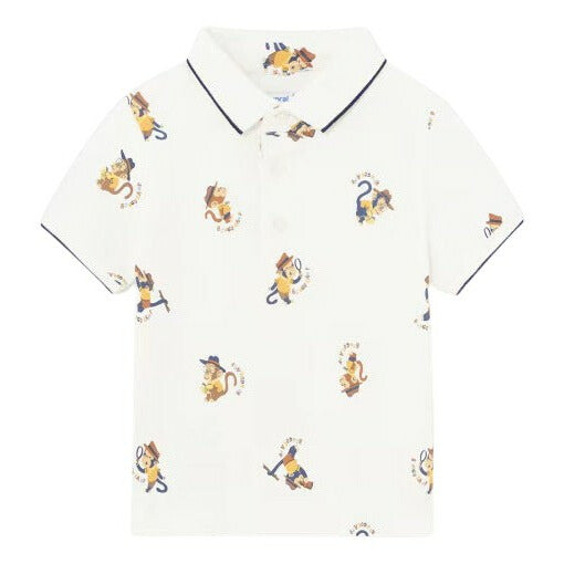 Cream Safari Print Polo