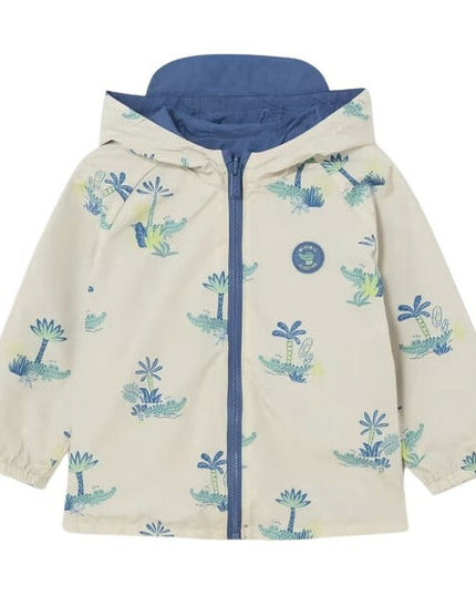 Blue Tropical Print Windbreaker