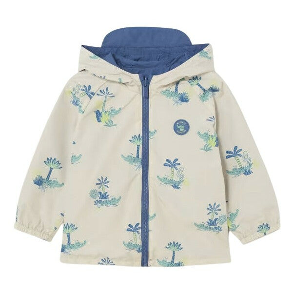 Blue Tropical Print Windbreaker