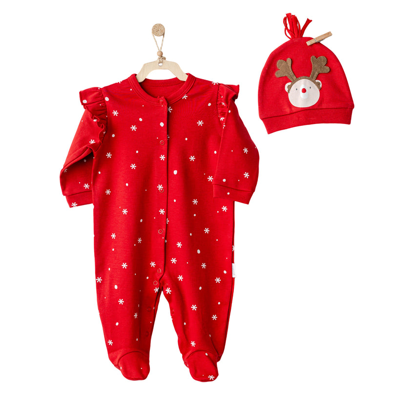 Andy Wawa-AC25328-RED-ROMPER HAT SET VELVET HAPPY NEWYEAR