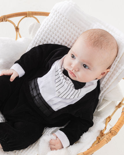 Black Holiday Velvet Romper & Bib