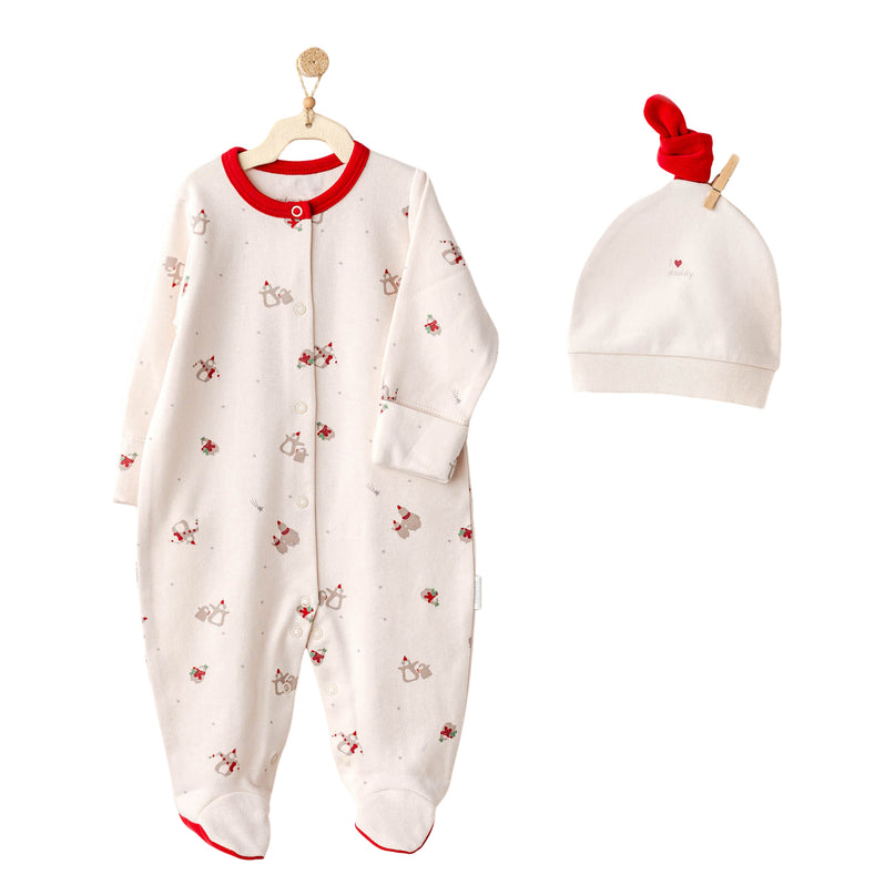 Andy Wawa-AC25346-ECRU-ROMPER HAT SET PENGUIN