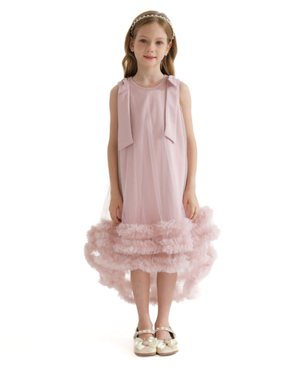 Pink Violeta Sleeveless Ruffle Overlay Dress