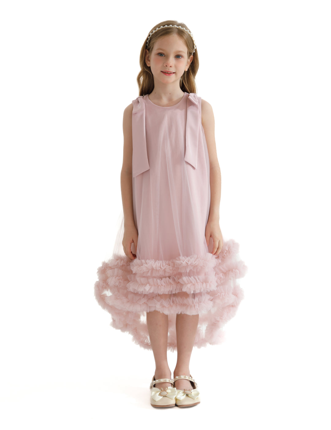 Pink Violeta Sleeveless Ruffle Overlay Dress