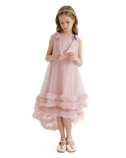 Pink Violeta Sleeveless Ruffle Overlay Dress