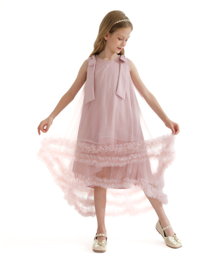 Pink Violeta Sleeveless Ruffle Overlay Dress