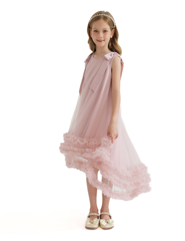 Pink Violeta Sleeveless Ruffle Overlay Dress