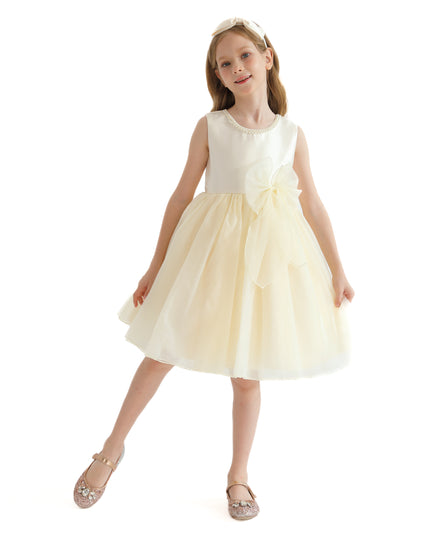 Champagne Felice Tulle Bow Dress