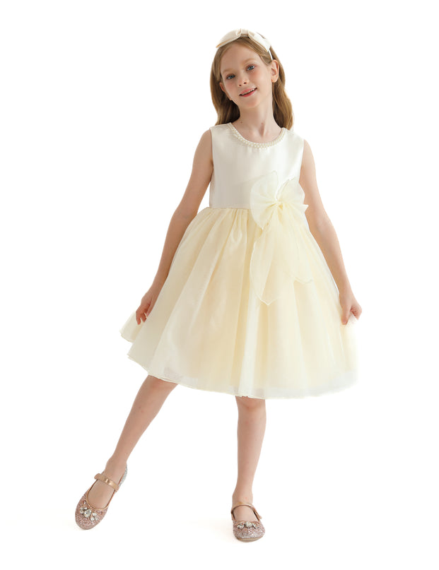 Champagne Felice Tulle Bow Dress