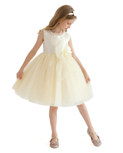 Champagne Felice Tulle Bow Dress