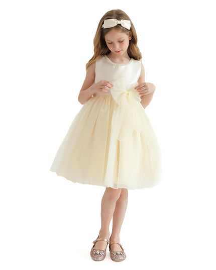 Champagne Felice Tulle Bow Dress