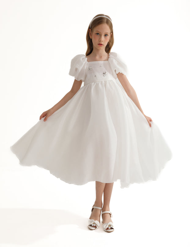 White Janelle Applique Teacup Gown