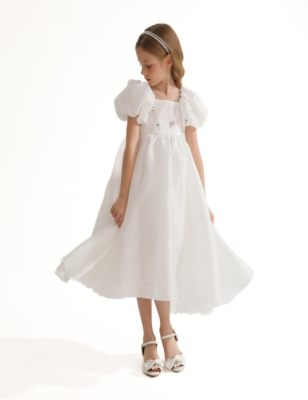 White Janelle Applique Teacup Gown