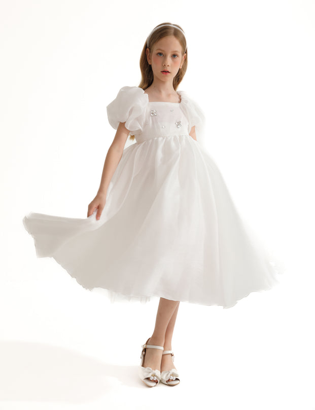 White Janelle Applique Teacup Gown