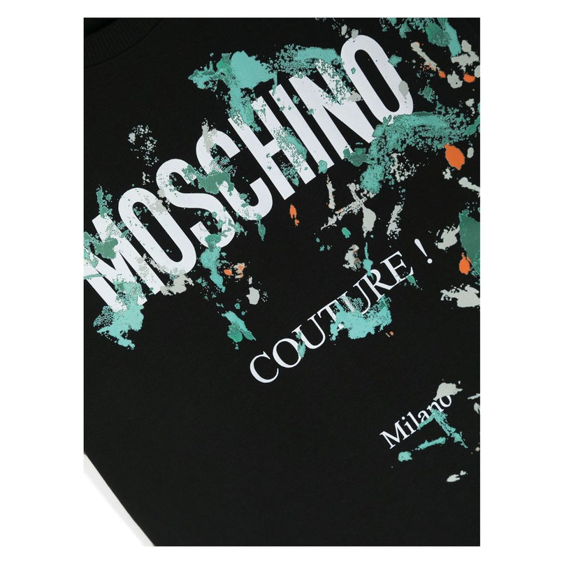 moschino-mini-Black Paint Cotton T-Shirt-hom04l-laa24-60100