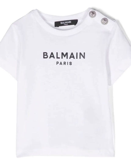 balmain-White Balmain Paris Cotton T-Shirt-bu8501-z1751-100ne