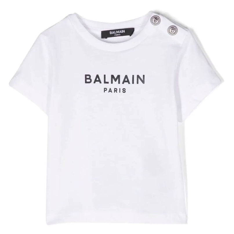 balmain-White Balmain Paris Cotton T-Shirt-bu8501-z1751-100ne