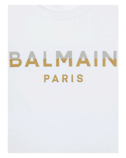 balmain-White Logo Print T-Shirt-bu8r01-z0057-100