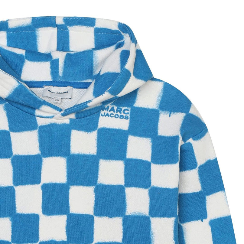 marc-jacobs-w60191-873-kb-Blue Checkered Hooded Sweatshirt